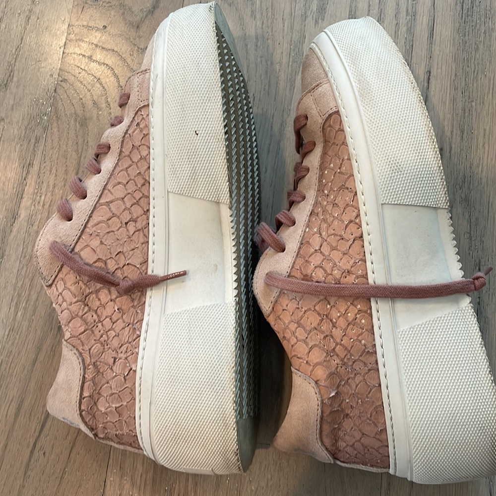 P448 sneakers, Dusty Rose, suede and snakeskin, size 38 (US 7)